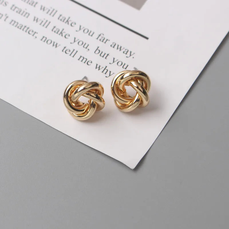 Earrings for Women Gold Color Twist Round Earrings Small