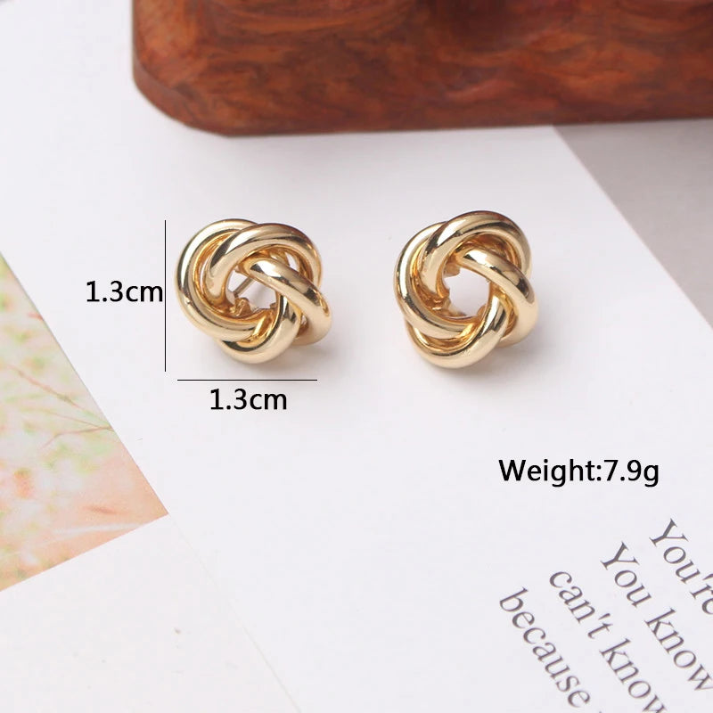 Earrings for Women Gold Color Twist Round Earrings Small