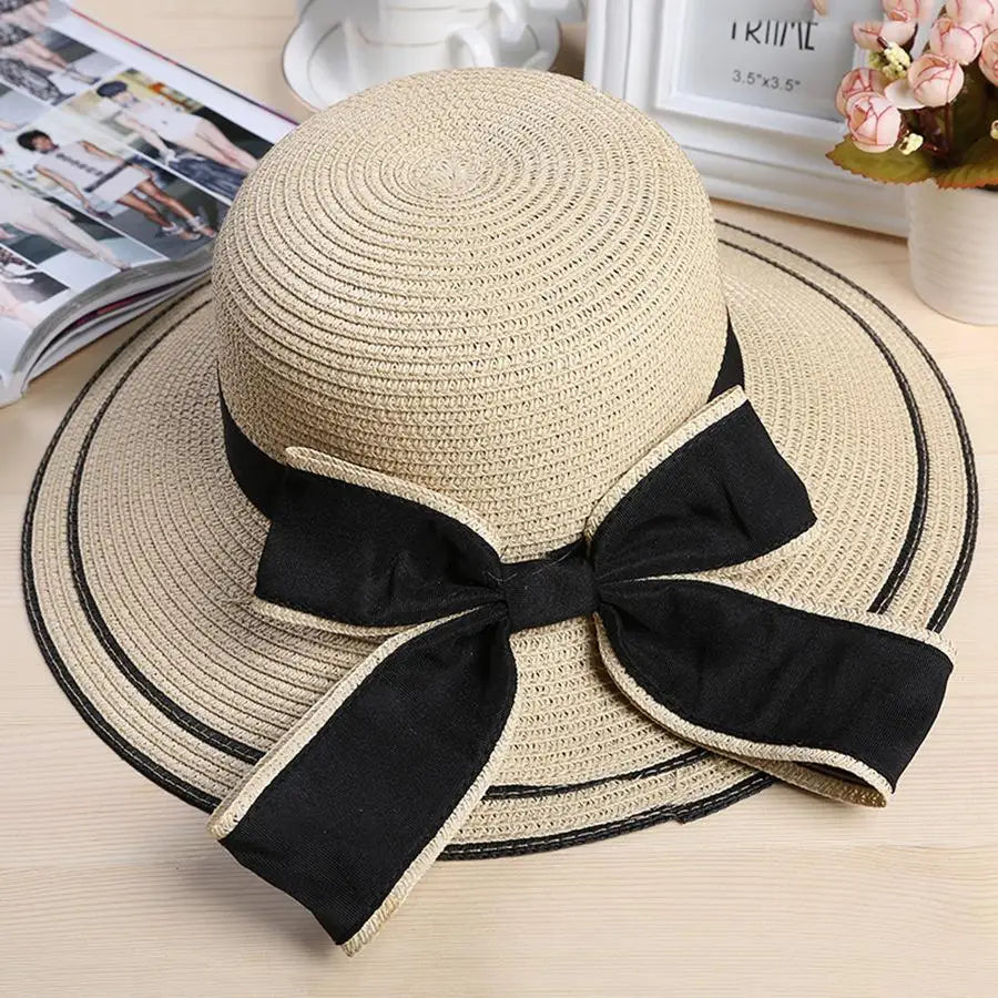 Sun Hat Big Black Bow Summer Hats For Women