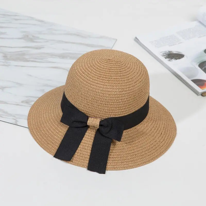 Sun Hat Big Black Bow Summer Hats Women