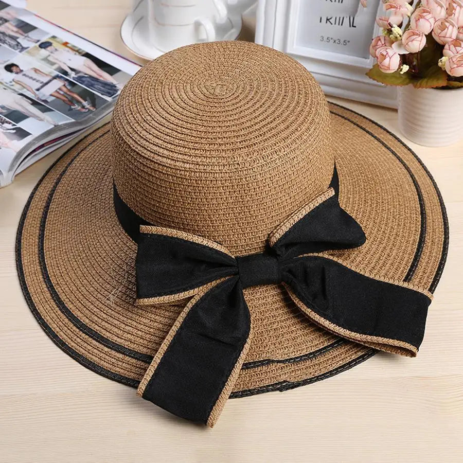 Sun Hat Big Black Bow Summer Hats For Women