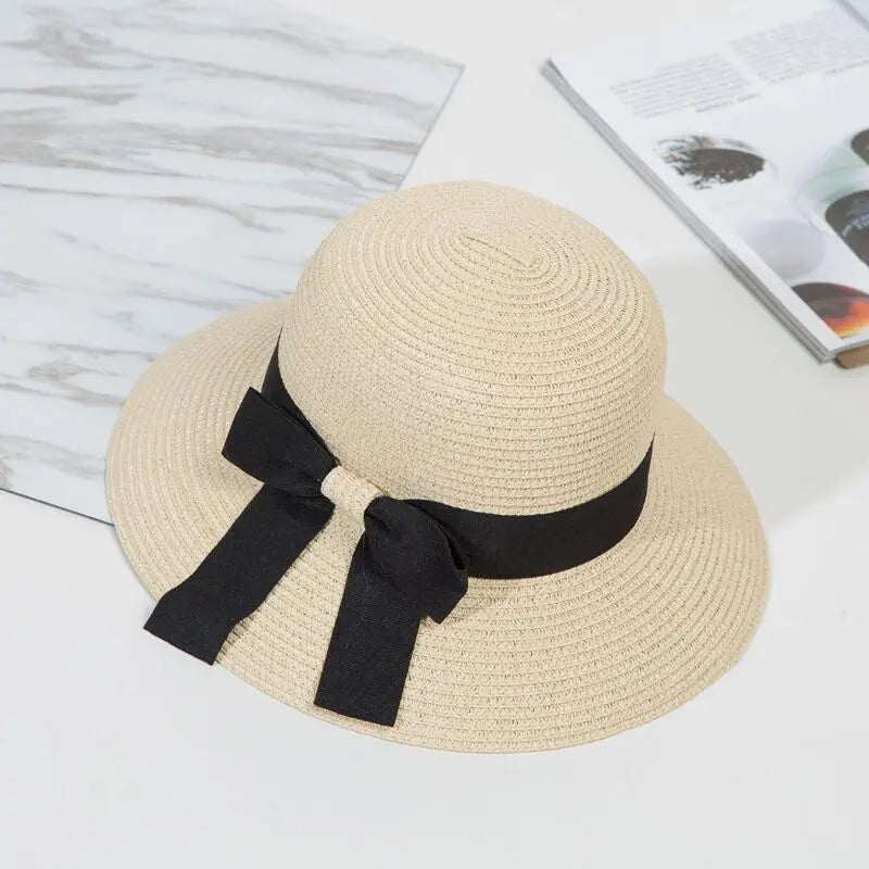 Sun Hat Big Black Bow Summer Hats Women