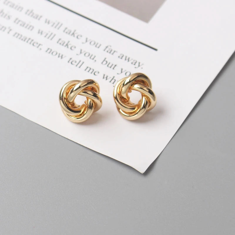 Earrings for Women Gold Color Twist Round Earrings Small