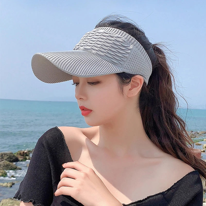 Women Hollow Out Knit Dome Bucket Hat Beach Caps Summer