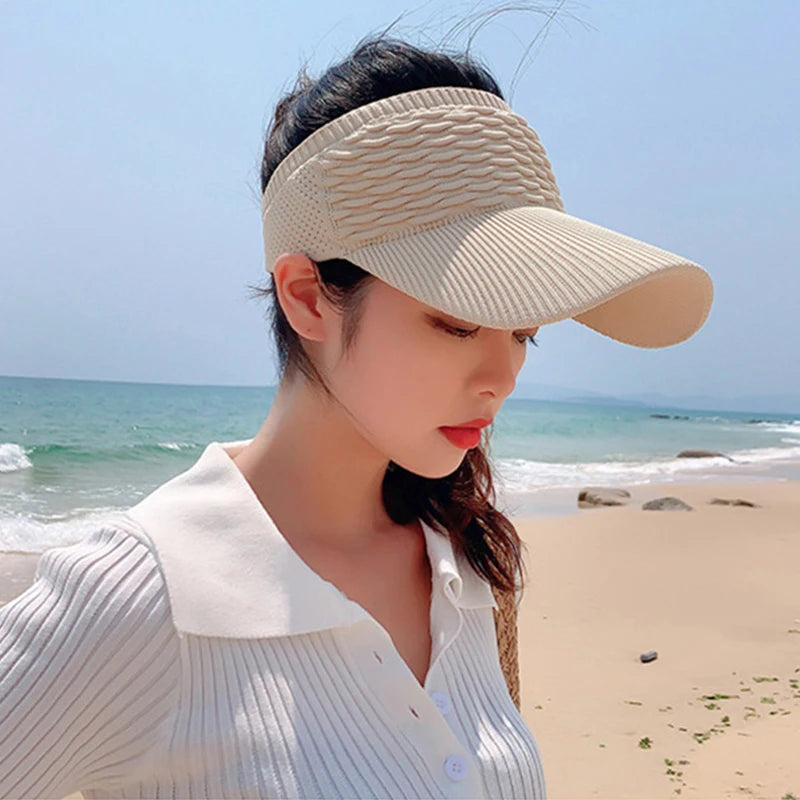 Women Hollow Out Knit Dome Bucket Hat Beach Caps Summer