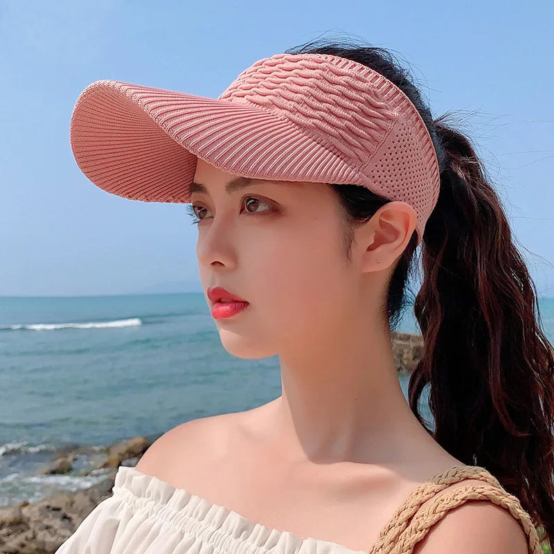 Women Hollow Out Knit Dome Bucket Hat Beach Caps Summer