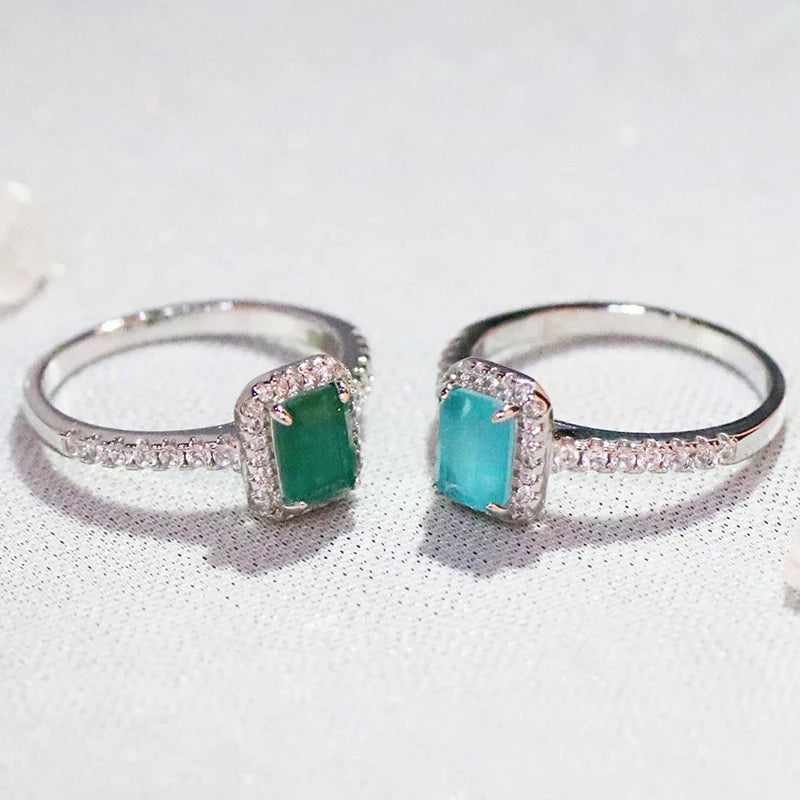 Paraiba Finger Rings For Women Fashion Green Ring