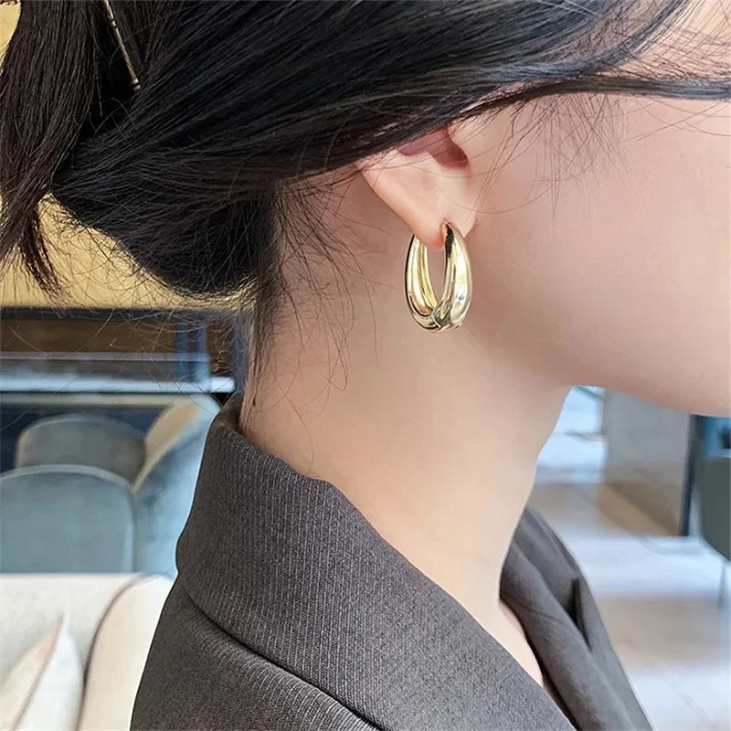 Smooth Metal  Earrings For Woman Fashion