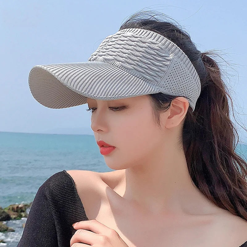 Women Hollow Out Knit Dome Bucket Hat Beach Caps Summer