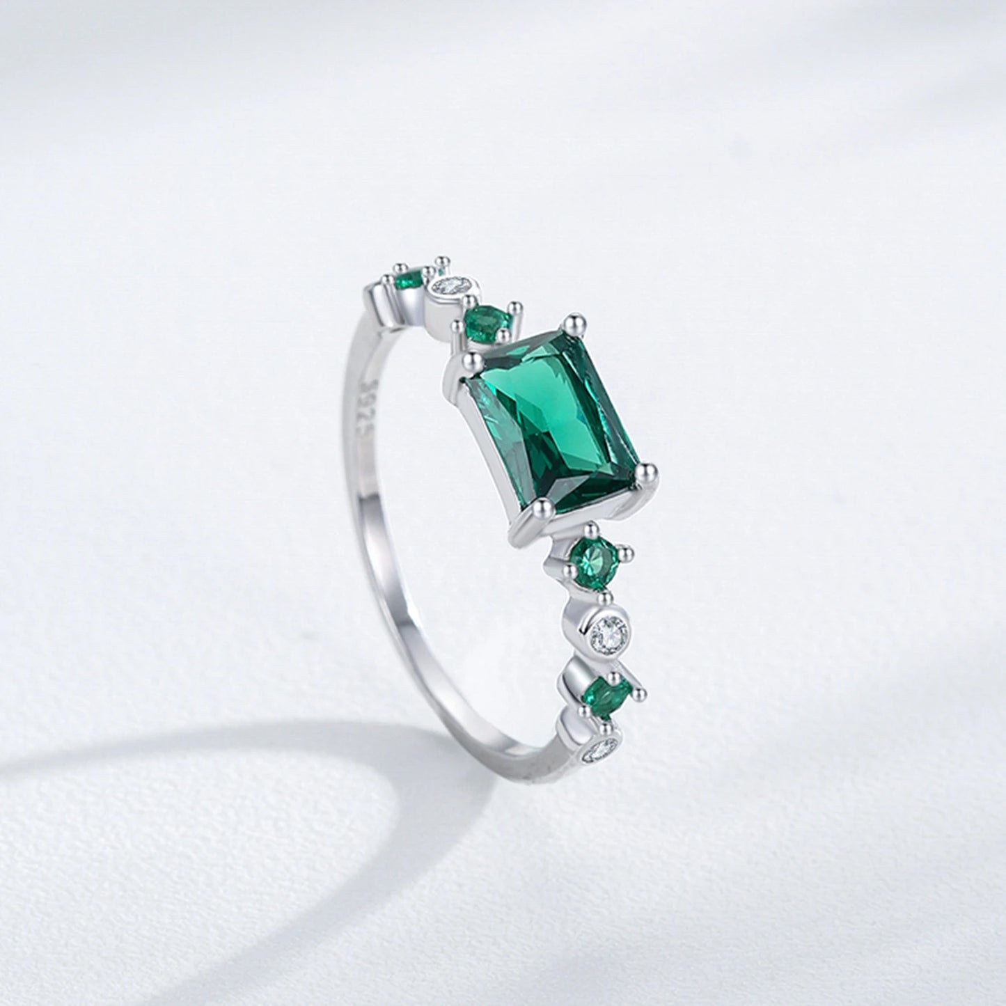 Green Square Zirconia Finger Rings For Women