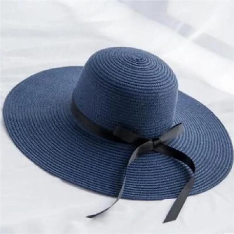 Black Bow Tie Edge Beach Hat Woman Fashionable