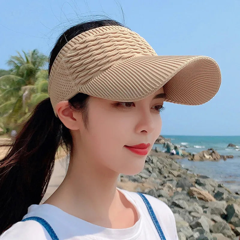 Women Hollow Out Knit Dome Bucket Hat Beach Caps Summer