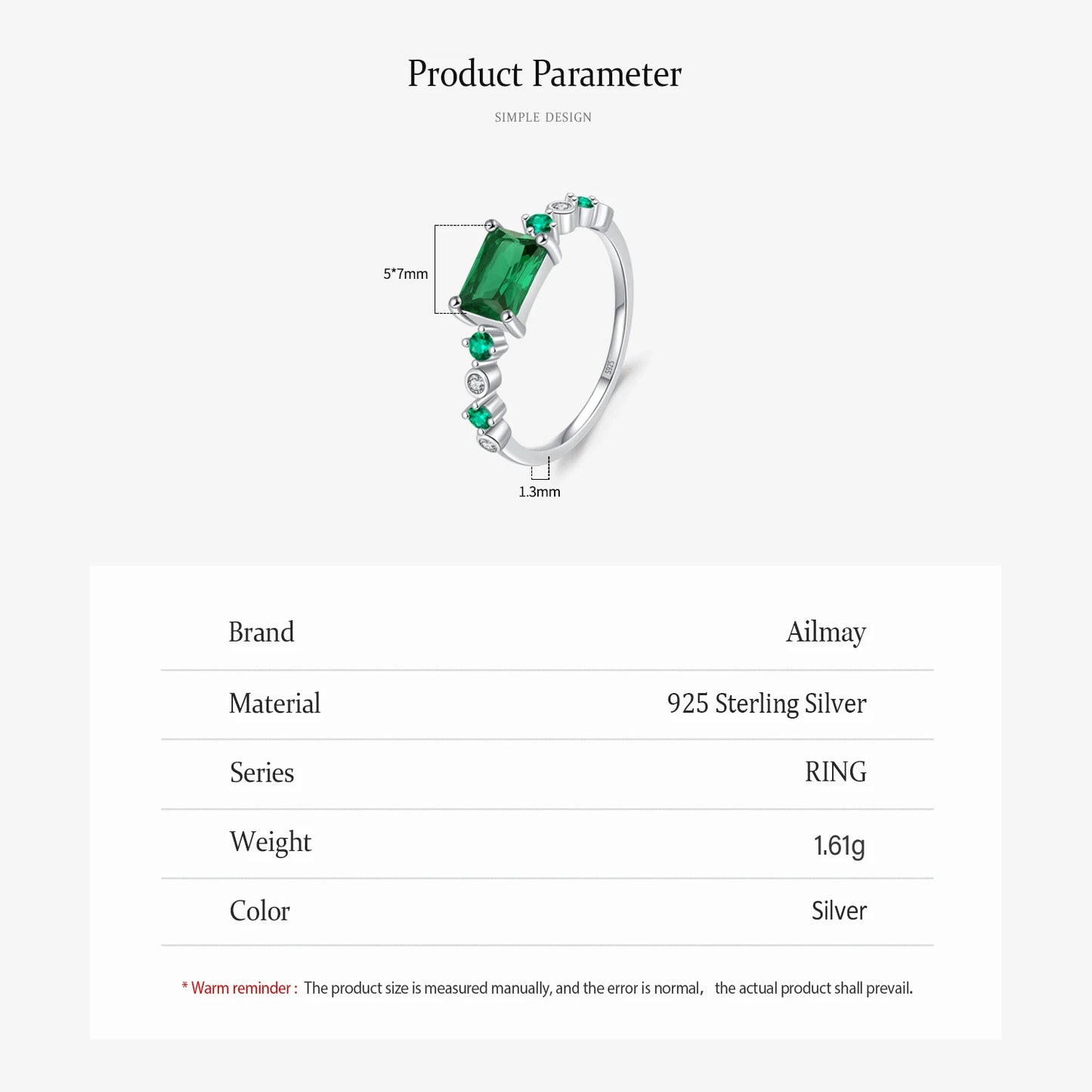 Green Square Zirconia Finger Rings For Women