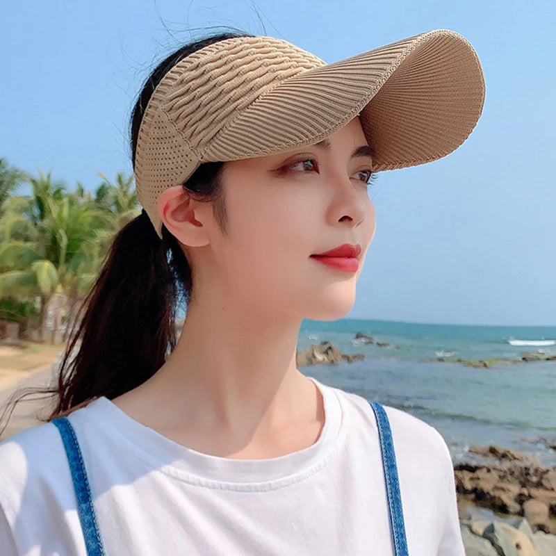 Women Hollow Out Knit Dome Bucket Hat Beach Caps Summer